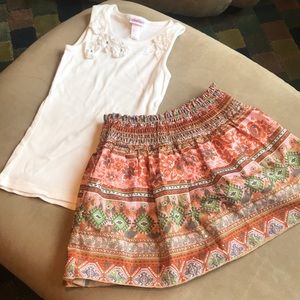 Super comfortable girls skirt with white tank